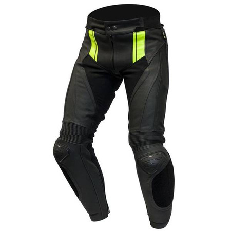 SPODNIE SKÓRZANE OZONE VOLT BLACK/FLO YELLOW