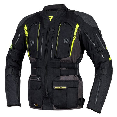 Motocyklowa Kurtka Tekstylna Rebelhorn Patrol Black/Flo Yellow