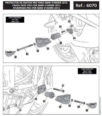 CRASH PADY PUIG DO BMW S1000RR 12-14 (WERSJA PRO)