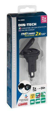 38882 Din-Tech, 2 porty USB: Ładowarka Din - szybkie ładowanie - 2700 mA - 12/32