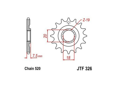 JT ZĘBATKA PRZEDNIA JTF326.13 340 13 (34013JT) (ŁAŃC. 520)