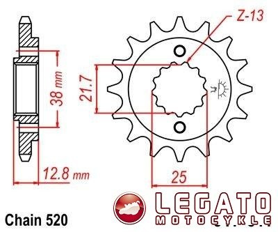 ZĘBATKA NAPĘDOWA JT PRZÓD (520)