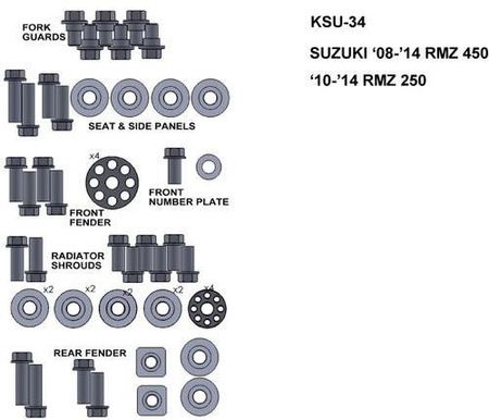ZESTAW ŚRUB KEITI DO SUZUKI 08-14 RMZ 450 10-14 RMZ250