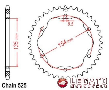 ZĘBATKA NAPĘDOWA JT ALU TYŁ (525)