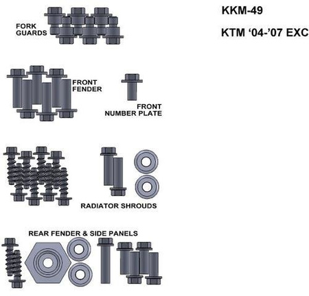 ZESTAW ŚRUB KEITI DO KTM 04-07 EXC