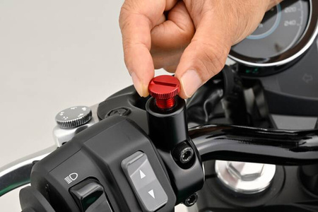 Śruba zaślepka do otworu lusterka  M10-P1.25/prawa czerwona