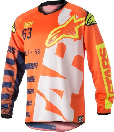 Bluza Alpinestars Racer Braap Cross Enduro Pomarańczowo/Biało/Niebieska 2018