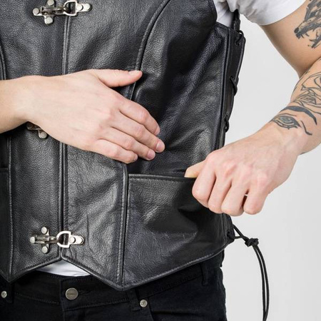 KAMIZELKA SKÓRZANA OZONE RINO BLACK (PLUS SIZE)