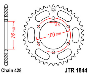 ZĘBATKA TYLNA STALOWA JT R1844-48, 48Z, ROZMIAR 428