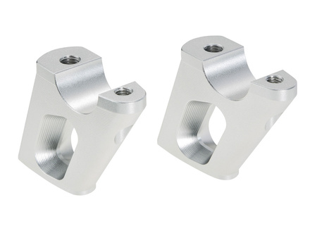 Handlebar riser with offset 25 mm high, 23 mm back, silver for BMW R nineT (2014-2016)