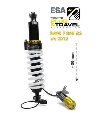 Touratech Suspension, lowering by -50mm for BMW F800GS from 2013 Type: Plug & Travel for BMW ESA