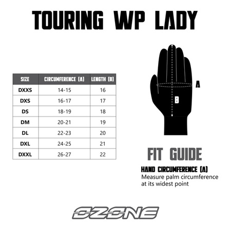 RĘKAWICE SKÓRZANO-TEKSTYLNE OZONE TOURING WP LADY BLACK