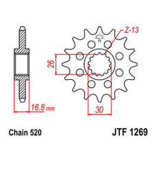 ZĘBATKA NAPĘDOWA JT PRZÓD (520) RACING, HONDA