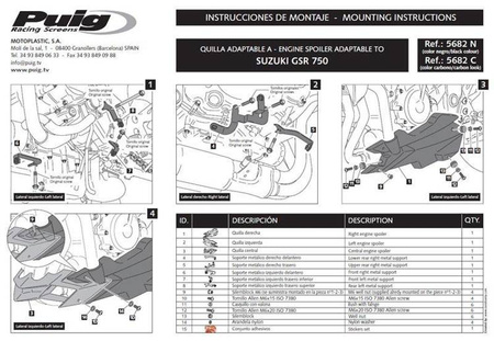 Spoiler silnika PUIG do Suzuki GSR 750 11-16 Czarny mat (J) 5682J