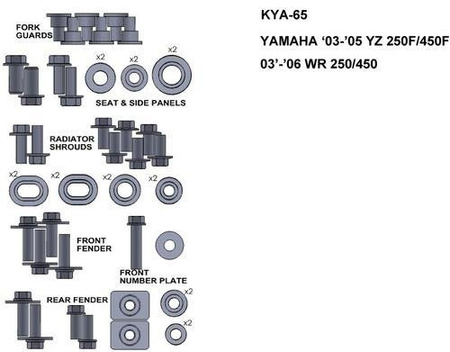 ZESTAW ŚRUB KEITI DO YAMAHA 03-05 YZ 250F/450F 03-06 WR 250/450