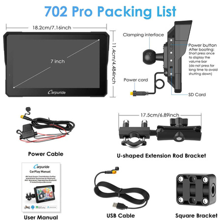 Carpuride W702 Pro Wyświetlacz motocyklowy