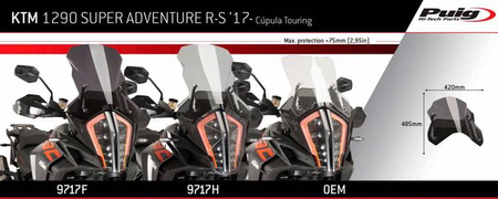 Szyba turystyczna PUIG do KTM 1290 Super Adventure R/S 17-20 Przezroczysty (W) 9717W