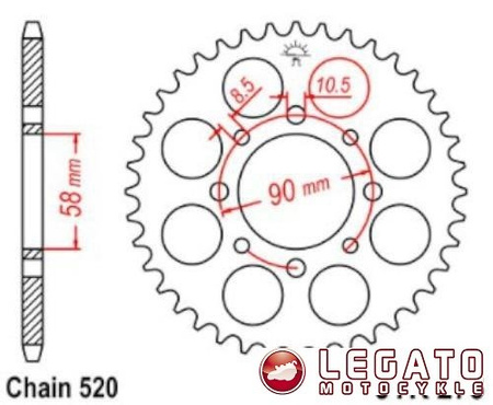 ZĘBATKA NAPĘDOWA JT TYŁ (520)