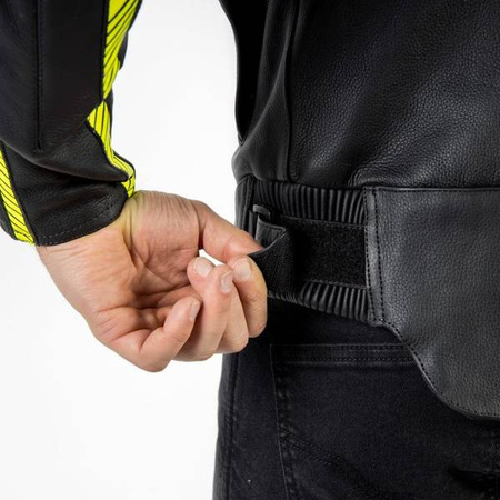 KURTKA SKÓRZANA OZONE RS600 BLACK/FLUO YELLOW