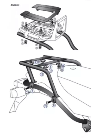 BMW HP 2 (2005-2008) Alurack-Metal carrier for TC