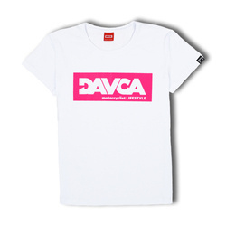 DAVCA T-shirt damski white pink logo