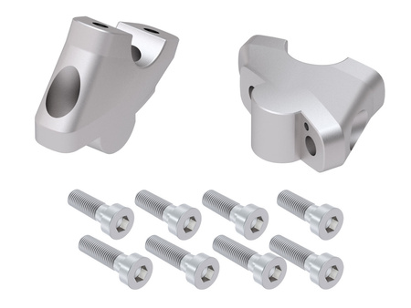 Handlebar riser with offset 30 mm high, 21 mm back, silver for Royal Enfield Super Meteor 650 (2023-)