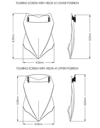 Szyba turystyczna PUIG do Ducati Multistrada V4 / S 2021-2025 (z deflektorem) Lekko przyciemniany (H) 20733H