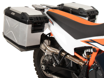 Side carrier cutout stainless steel incl. Xplorer silver sideboxes for KTM 790 Adventure (2024-)