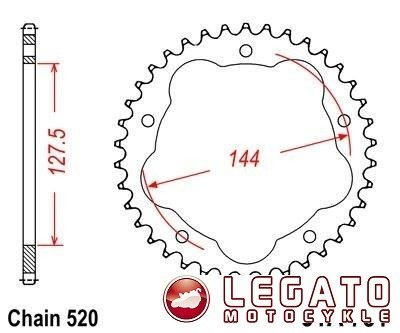 ZĘBATKA NAPĘDOWA JT ALU TYŁ (520) DUCATI