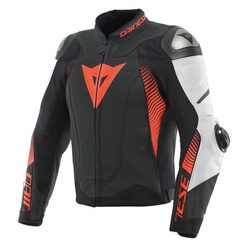KURTKA MOTOCYKLOWA SKÓRZANA PERFOROWANA DAINESE SUPER SPEED 4 CZARNO/BIAŁO/CZERWONA-FLUO