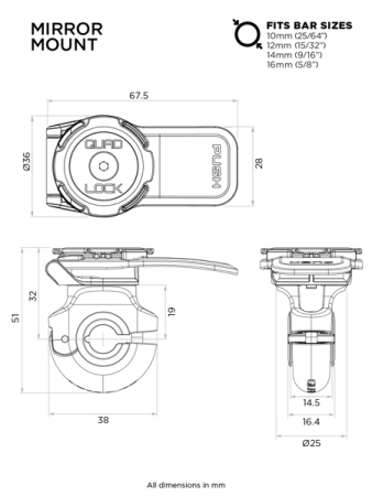 Podstawa montowana na lusterku Quad Lock® (V2)