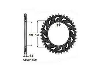 SUNR1-3547-52 ZĘBATKA NAPĘDZANA STALOWA TYŁ KTM