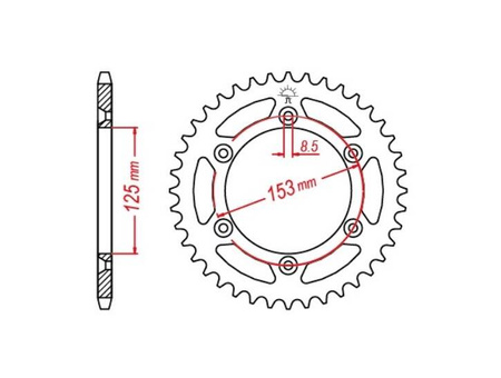 ZĘBATKA TYLNA STALOWA JT R210-49, 49Z, ROZMIAR 520