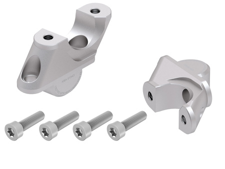 Handlebar riser with offset 30 mm high, 21 mm back, silver for BMW R 1250 RS (2019-) (only for RS handlebars)