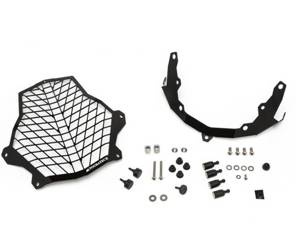 Stainless steel black headlight protector with quick release fasteners, black bracket, for KTM 1050 Adventure/ 1090 Adventure/ 1190 Adventure/ 1190 Ad