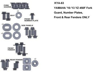 ZESTAW ŚRUB KEITI DO YAMAHA 10-13 YZ 450F FORK GUARD NUMBER PLATES FRONT&REAR FENDERS ONLY
