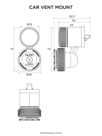 Podstawa w kratkę wentylacyjną samochodu Quad Lock®