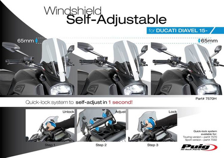 Owiewka PUIG do Ducati Diavel 14-18 (Touring) Czarny (N) 7570N