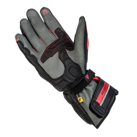 Motocyklowe Rękawice Skórzane Rebelhorn ST Long Black/Grey/Flo Red