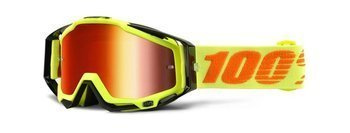 100 PROCENT GOGLE MODEL RACECRAFT ATTACK YELLOW KOLOR ŻÓŁTY FLUO SZYBKA CZERWONE LUSTRO+SZYBKA BEZBARWNA+ZRYWKI