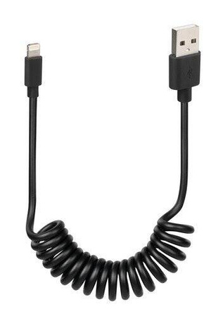 38701 Pružinový kabel Usb> Apple 8 Pin - 100 cm - černý