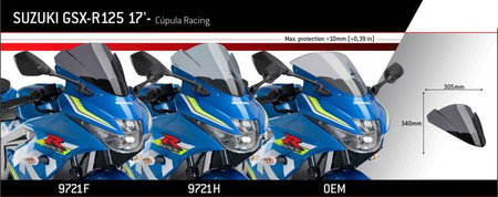 Szyba sportowa PUIG do Suzuki GSX-R125 2017-2024 Czarny (N) 9721N