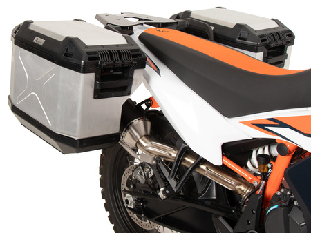 Side carrier cutout stainless steel incl. Xplorer silver sideboxes for KTM 790 Adventure (2024-)
