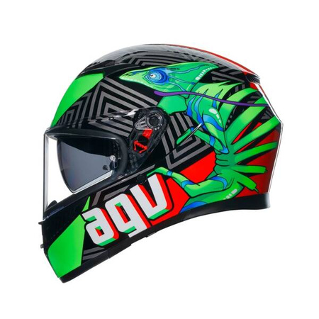 KASK MOTOCYKLOWY AGV K3 KAMELEON CZARNO/CZERWONO/ZIELONY