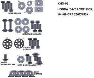 ZESTAW ŚRUB KEITI DO HONDY 04-05 CRF 250R 04-09 CRF 250X/450X
