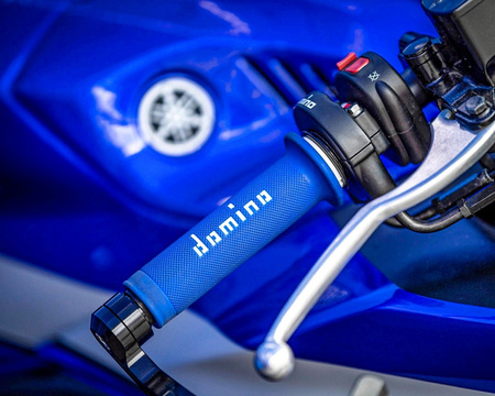 Manetki Domino na kierownicę Niebiesko-białe