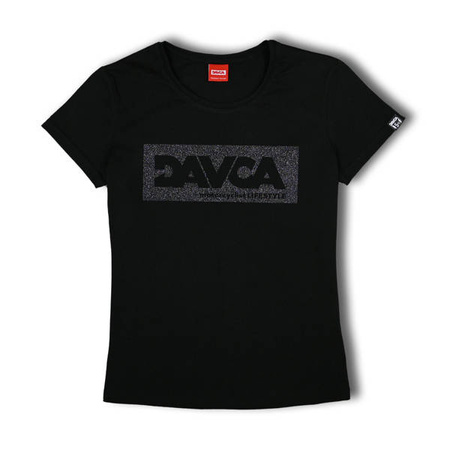 DAVCA T-shirt damski black glitter logo