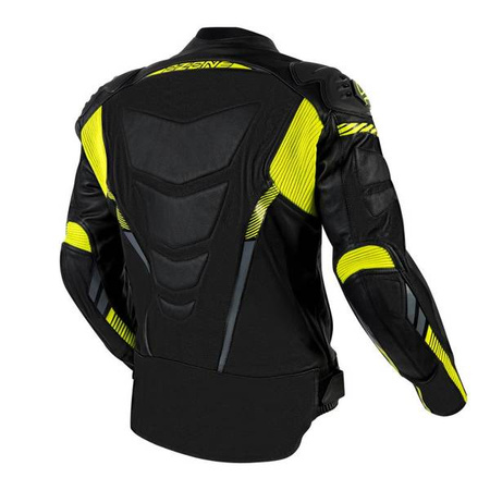 KURTKA SKÓRZANA OZONE RS600 BLACK/FLUO YELLOW