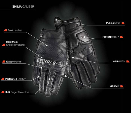 Skórzane rękawice motocyklowe Caliber Shima