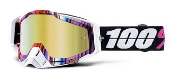 100 PROCENT WYPRZEDAŻ GOGLE MODEL RACECRAFT GLITCH KOLOR BIAŁY/FIOLETOWY SZYBKA ZŁOTE LUSTRO